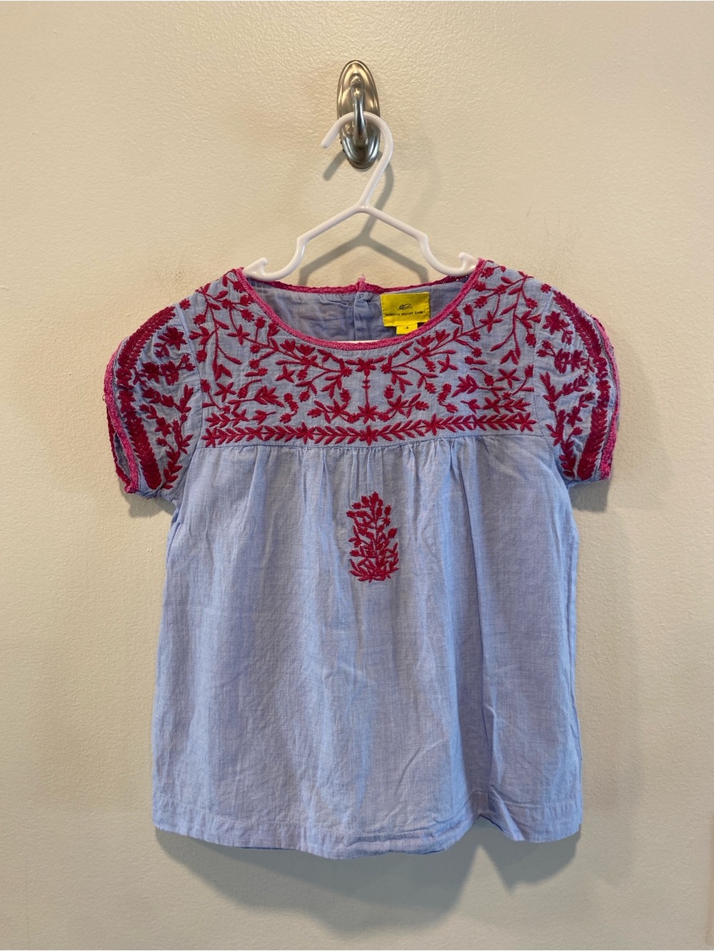Roberta Roller rabbit girls embroidered peasant top size 6 100% cotton boho